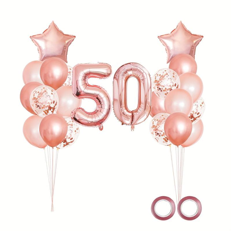 25pcs Rose Golden Mixed Balloons 50th Birthday Party Decorations