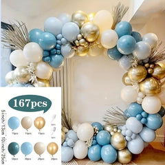 167pcs Morandi Golden Balloon Arch Garland for Party Decorations