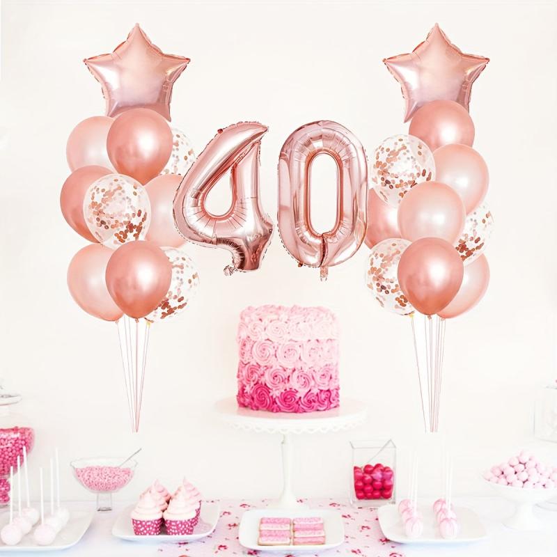 25pcs Rose Golden Mixed Balloons 40th Birthday Party Decorations