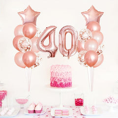 25pcs Rose Golden Mixed Balloons 40th Birthday Party Decorations