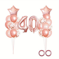 25pcs Rose Golden Mixed Balloons 40th Birthday Party Decorations