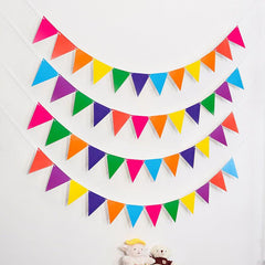 12pcs Colorful Rainbow Flags Pennant Carnival & Birthday Party Decoration Banner