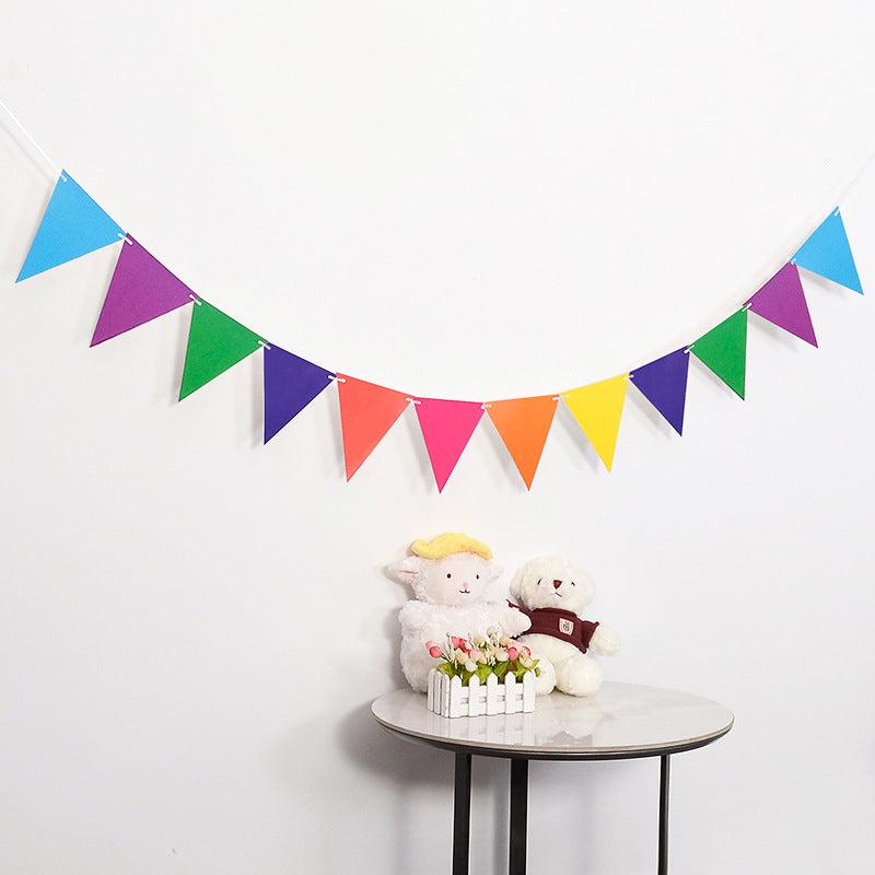 12pcs Colorful Rainbow Flags Pennant Carnival & Birthday Party Decoration Banner