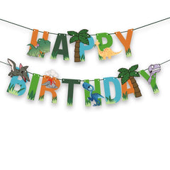 Dinosaur Latex Balloon Pull Flag Set Birthday Banner Kids Party Supplies