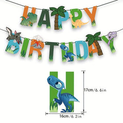 Dinosaur Latex Balloon Pull Flag Set Birthday Banner Kids Party Supplies