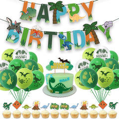 Dinosaur Latex Balloon Pull Flag Set Birthday Banner Kids Party Supplies