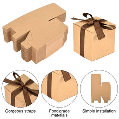 50pcs Candy Box Cardboard Mini Gift Boxes with Ribbons for Party Wedding