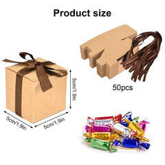50pcs Candy Box Cardboard Mini Gift Boxes with Ribbons for Party Wedding