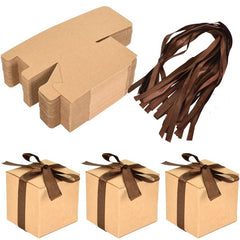 50pcs Candy Box Cardboard Mini Gift Boxes with Ribbons for Party Wedding