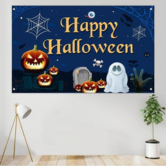 Spooky Happy Halloween Banner Scary Ghost Backdrops for Parties