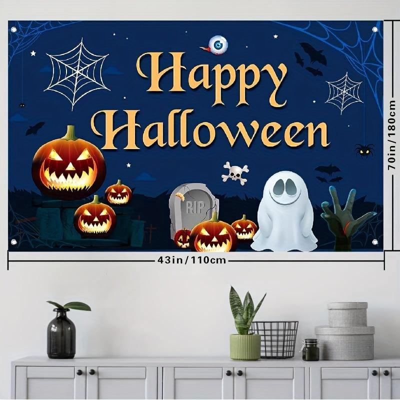 Spooky Happy Halloween Banner Scary Ghost Backdrops for Parties