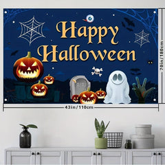 Spooky Happy Halloween Banner Scary Ghost Backdrops for Parties
