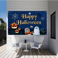 Spooky Happy Halloween Banner Scary Ghost Backdrops for Parties