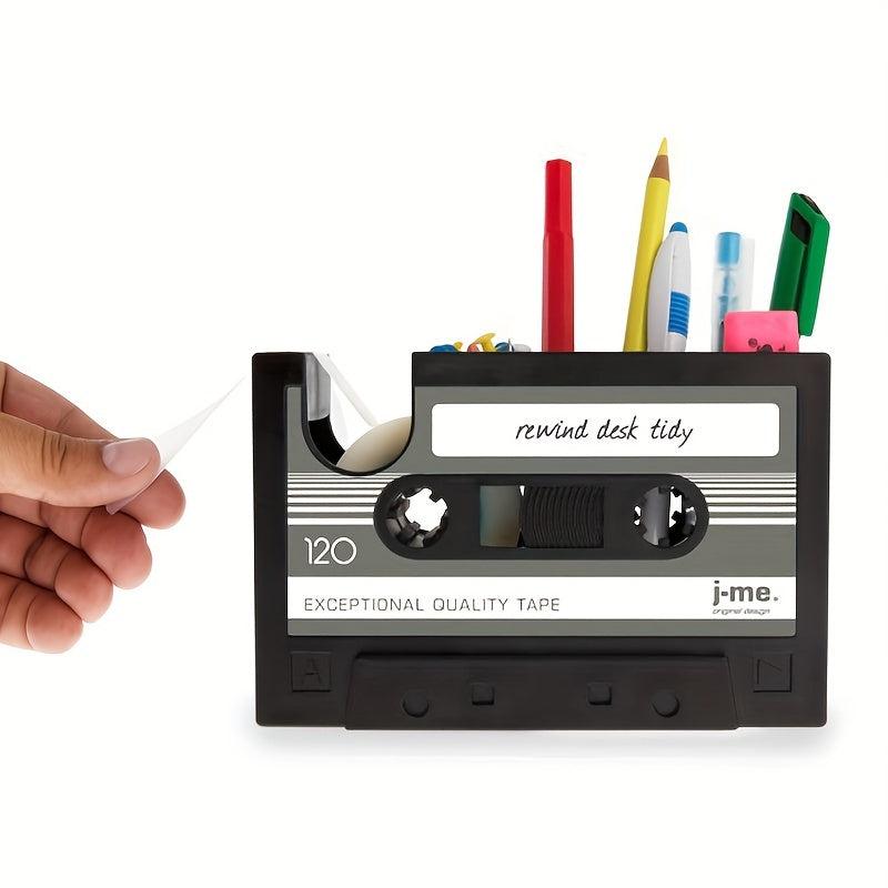Retro Tape Shape Desktop Pen Holder Cutter Office Stationery