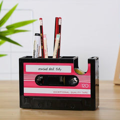 Retro Tape Shape Desktop Pen Holder Cutter Office Stationery