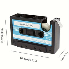 Retro Tape Shape Desktop Pen Holder Cutter Office Stationery