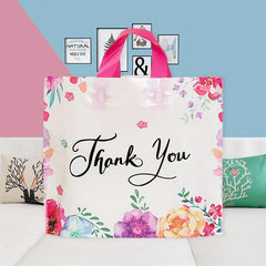5 Colorful Flower Print Gift Bags for Parties, Shopping, Picnics