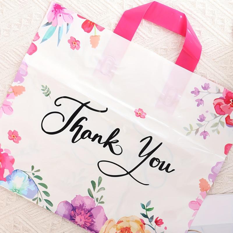 5 Colorful Flower Print Gift Bags for Parties, Shopping, Picnics