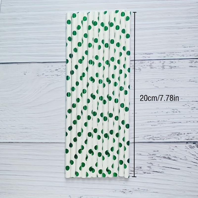 25pcs Green Polka Dot Disposable Paper Straws for Party Wedding