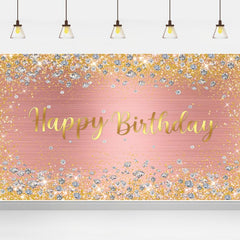 Happy Birthday Backdrop Pink Rose Golden Dot Glitter Photography Background