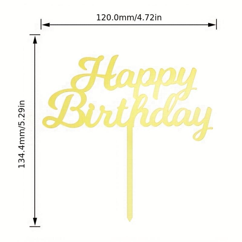 Happy Birthday Acrylic Cake Topper 1pc 3mm Thickness