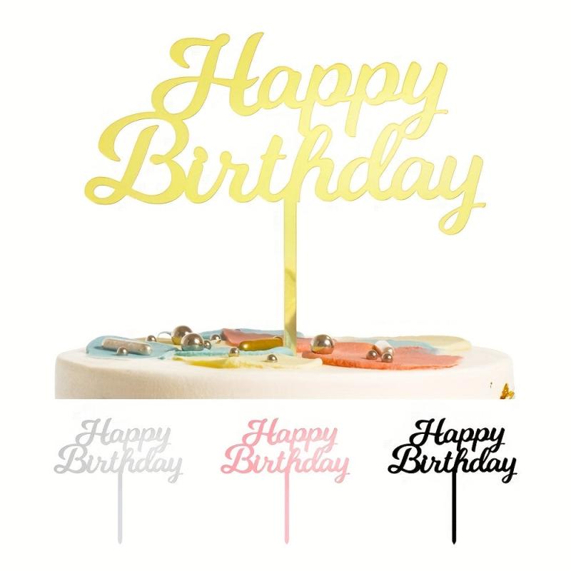 Happy Birthday Acrylic Cake Topper 1pc 3mm Thickness