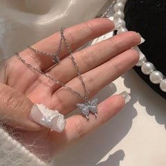 Double Layer Butterfly Necklace - Hip Hop Style