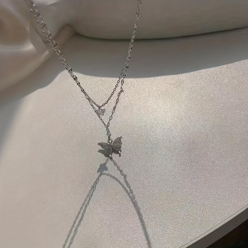 Double Layer Butterfly Necklace - Hip Hop Style