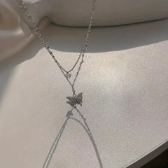 Double Layer Butterfly Necklace - Hip Hop Style