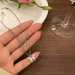 Double Layer Butterfly Necklace - Hip Hop Style