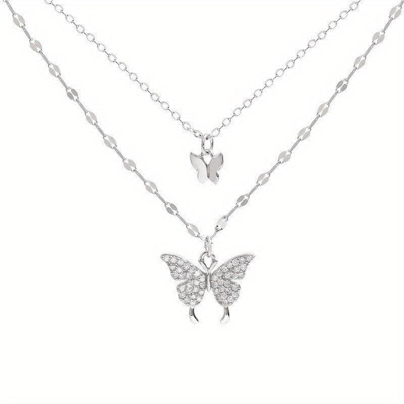 Double Layer Butterfly Necklace - Hip Hop Style