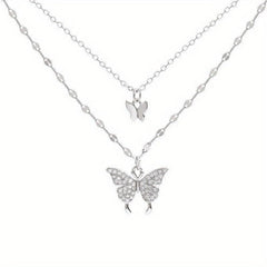 Double Layer Butterfly Necklace - Hip Hop Style