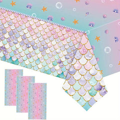 Mermaid Party Tablecloth Cartoon Decoration Supplies Waterproof