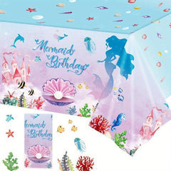 Mermaid Party Tablecloth Cartoon Decoration Supplies Waterproof