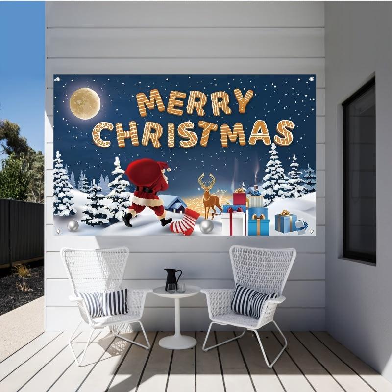 Merry Christmas Banner 109x179cm - Christmas Party Decorations