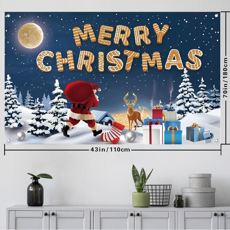 Merry Christmas Banner 109x179cm - Christmas Party Decorations