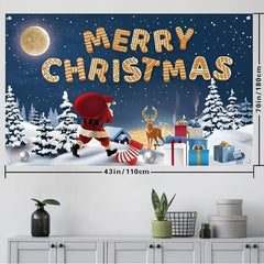 Merry Christmas Banner 109x179cm - Christmas Party Decorations