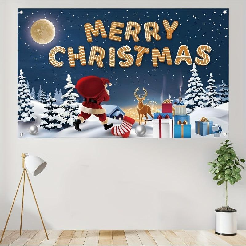 Merry Christmas Banner 109x179cm - Christmas Party Decorations