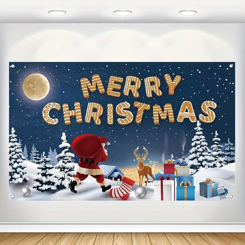 Merry Christmas Banner 109x179cm - Christmas Party Decorations