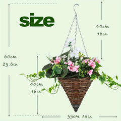 Artificial Vine Morning Glories Basket Hanging Plant Home Decor