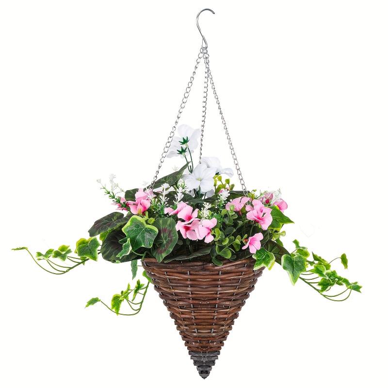 Artificial Vine Morning Glories Basket Hanging Plant Home Decor