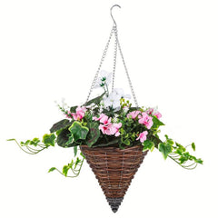 Artificial Vine Morning Glories Basket Hanging Plant Home Decor