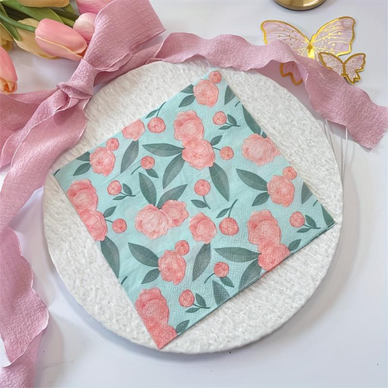 20pcs Vintage Wild Flower Printed Napkins for Wedding Tea Party