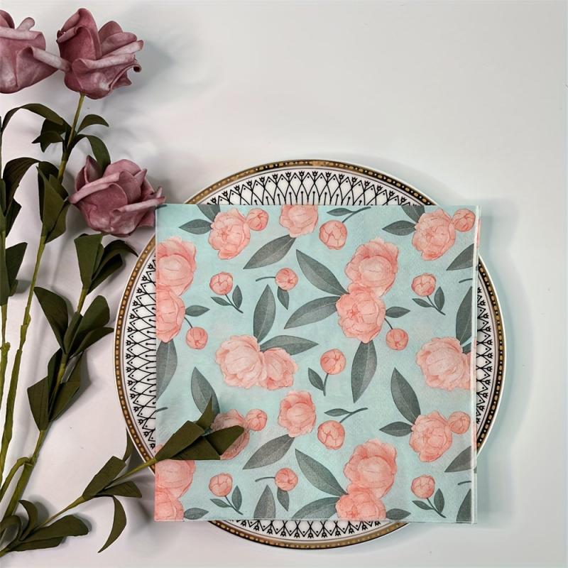 20pcs Vintage Wild Flower Printed Napkins for Wedding Tea Party
