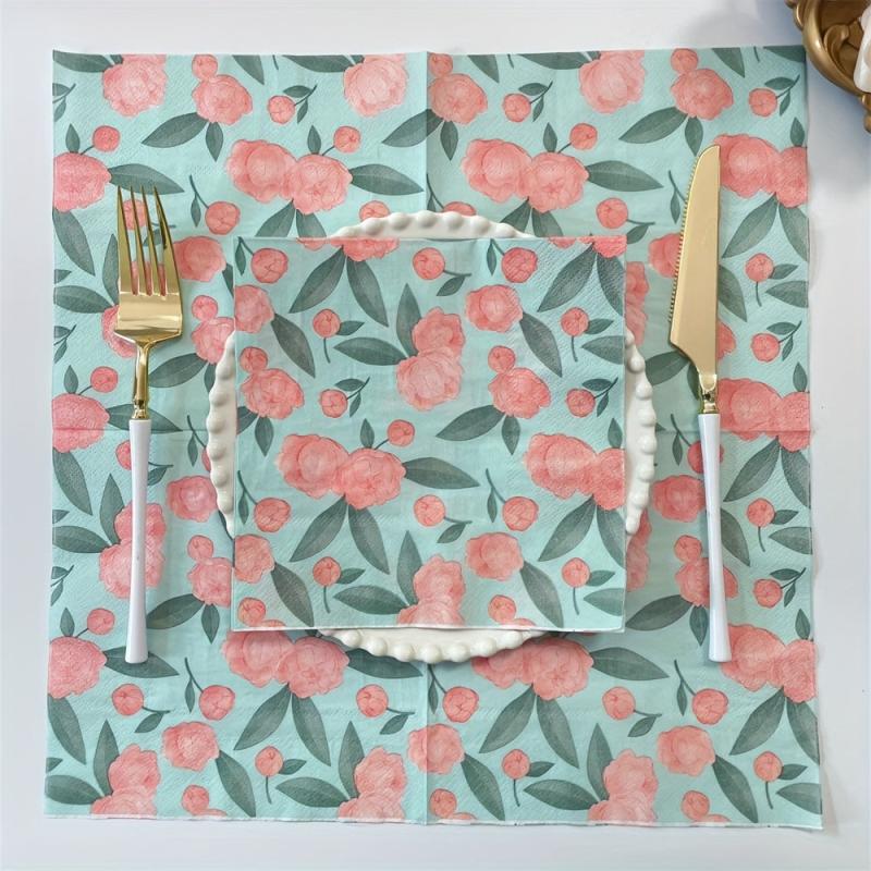 20pcs Vintage Wild Flower Printed Napkins for Wedding Tea Party