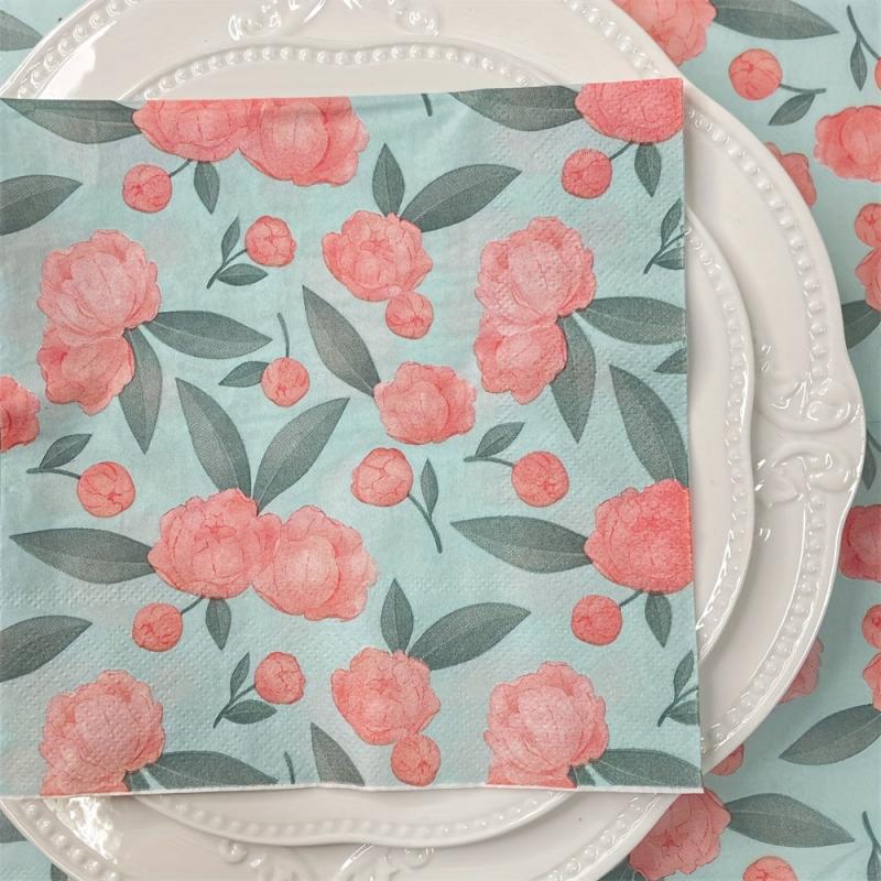 20pcs Vintage Wild Flower Printed Napkins for Wedding Tea Party