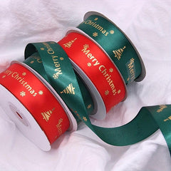 Christmas Party Decorations Packaging Bows Hot Stamping Ribbons