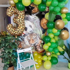 Leopard Print Foil Balloon Animal Number Outdoor Party Decor