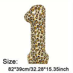 Leopard Print Foil Balloon Animal Number Outdoor Party Decor