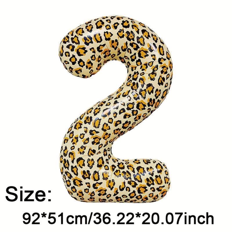 Leopard Print Foil Balloon Animal Number Outdoor Party Decor